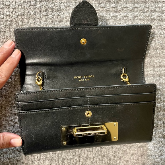 Henri Bendel Black Crossbody Purse with Original gold Chain Strap. - Picture 7 of 12